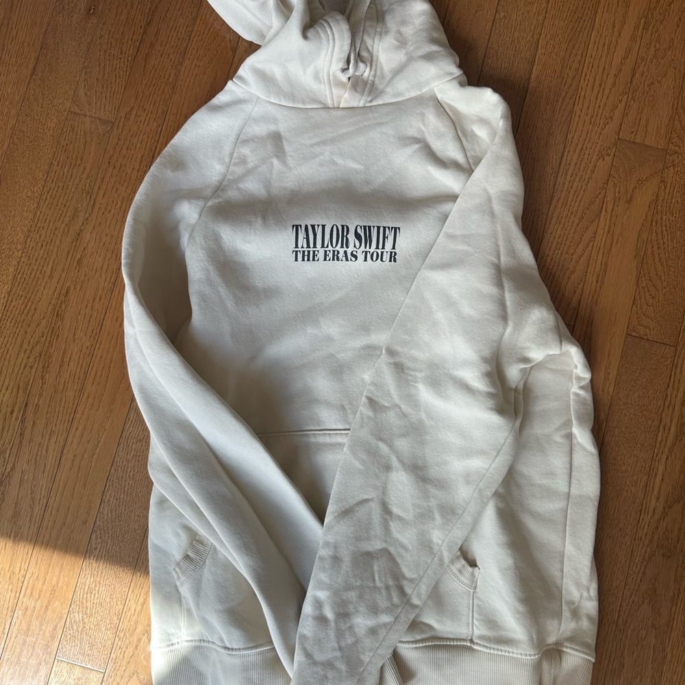 Taylor Swift Cream The Eras Tour Hoodie Chest Logo